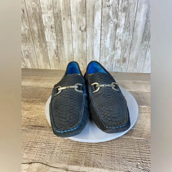 Donald Pliner Victor Mens Casual Shoes Embossed Black Leather Loafers Size 9M - Picture 9 of 15